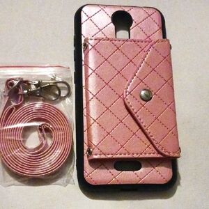 Pink Quilted Phone Case with Strap